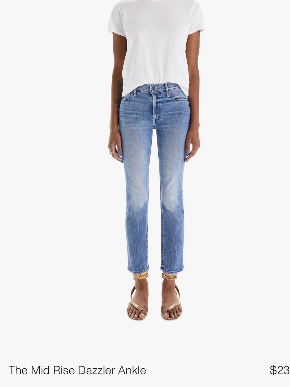 MOTHER Mid Rise Dazzler Ankle Jeans - Blue Denim